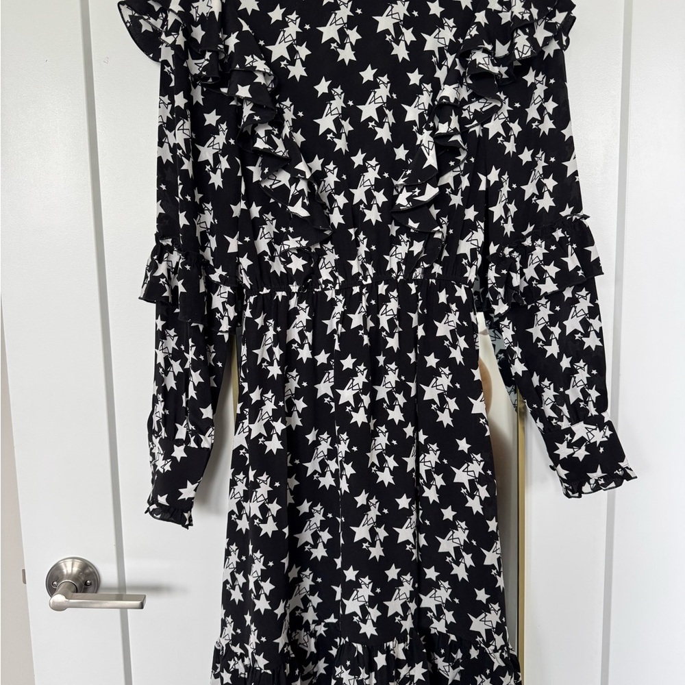Anine Bing Black and White Ruched Smocked Dress